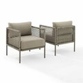 Claustro Cali Bay Outdoor Wicker Armchair Set - 2 Armchairs, Taupe & Light Brown - 2 Piece CL3043563